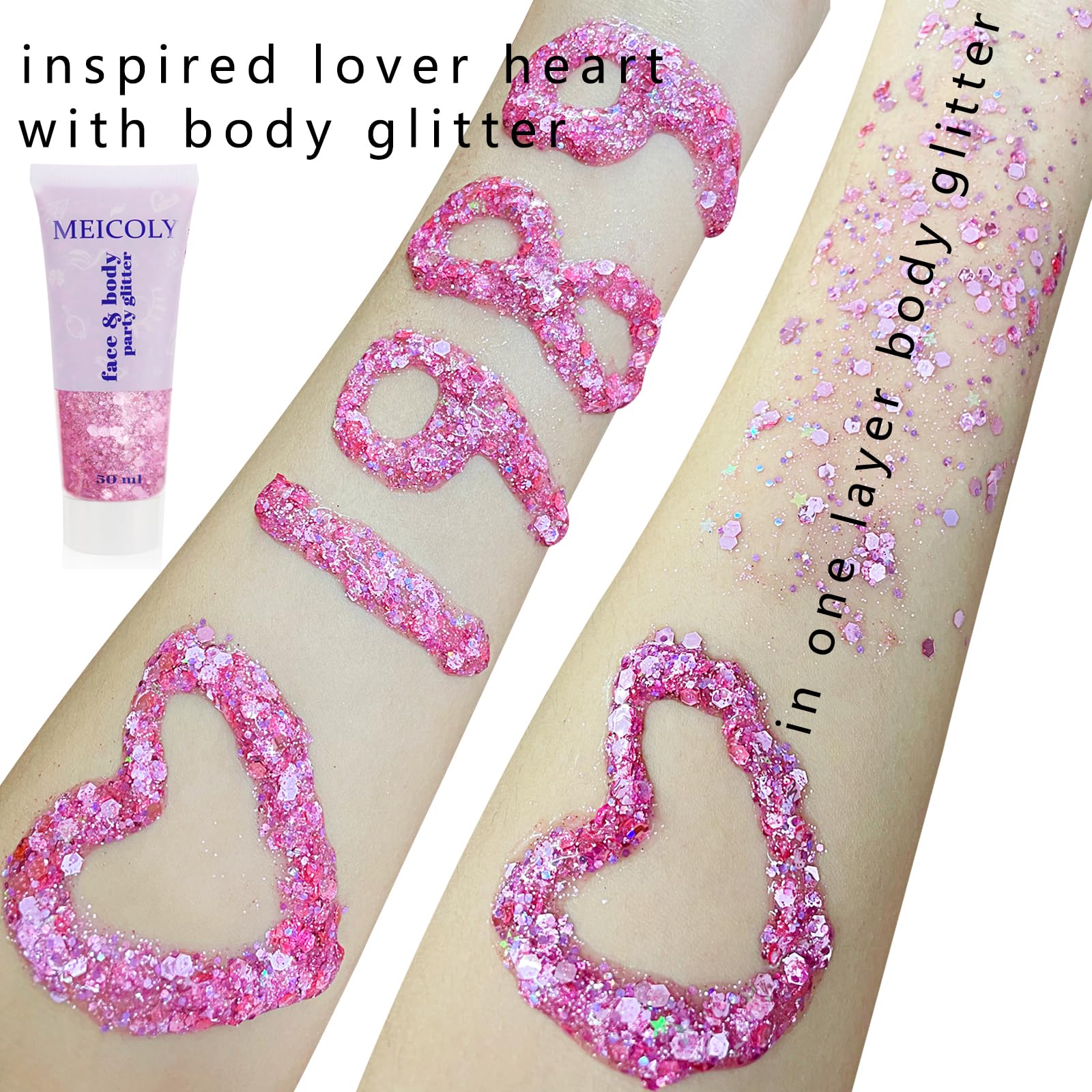 MEICOLY pink hair glitter adds sparkly highlight