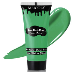 Meicoly pinta verde para cara y cuerpo, cobertura intensa y fácil de aplicar.
