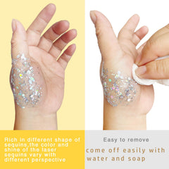 MEICOLY glitter on arm for vibrant body decoration.