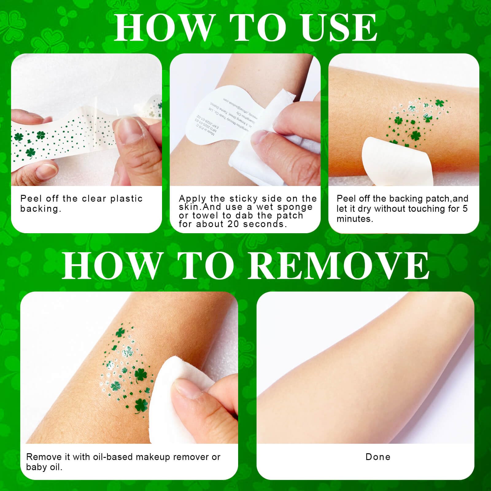 MEICOLY St Patrick's Day waterproof tattoo for all-day wear.