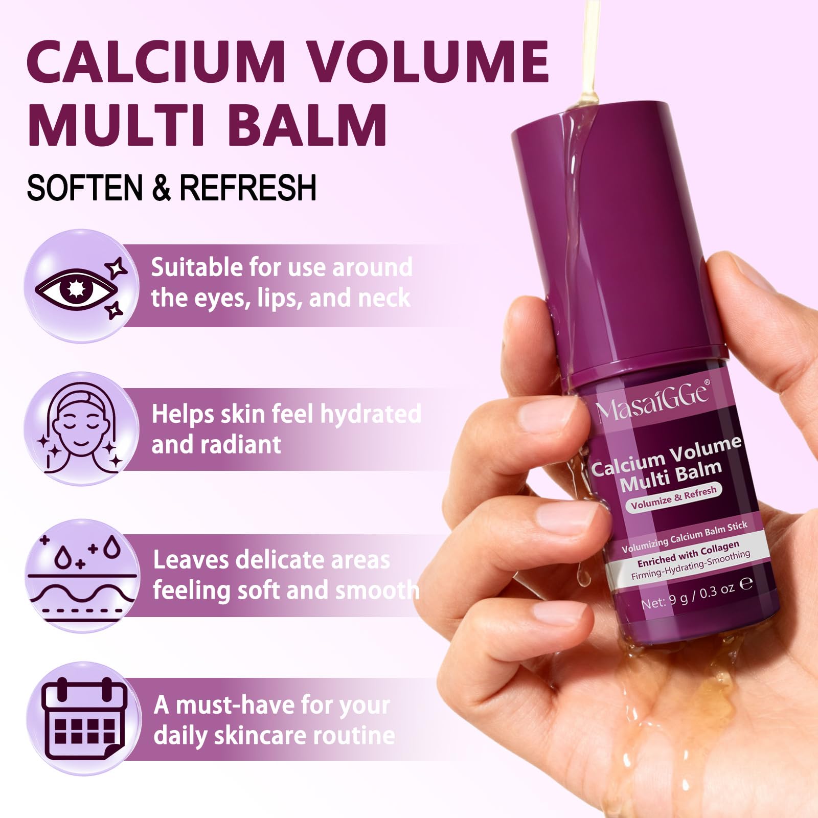 Meifenla calcium multi balm stick application demonstrates smooth, mess-free use for daily skincare.