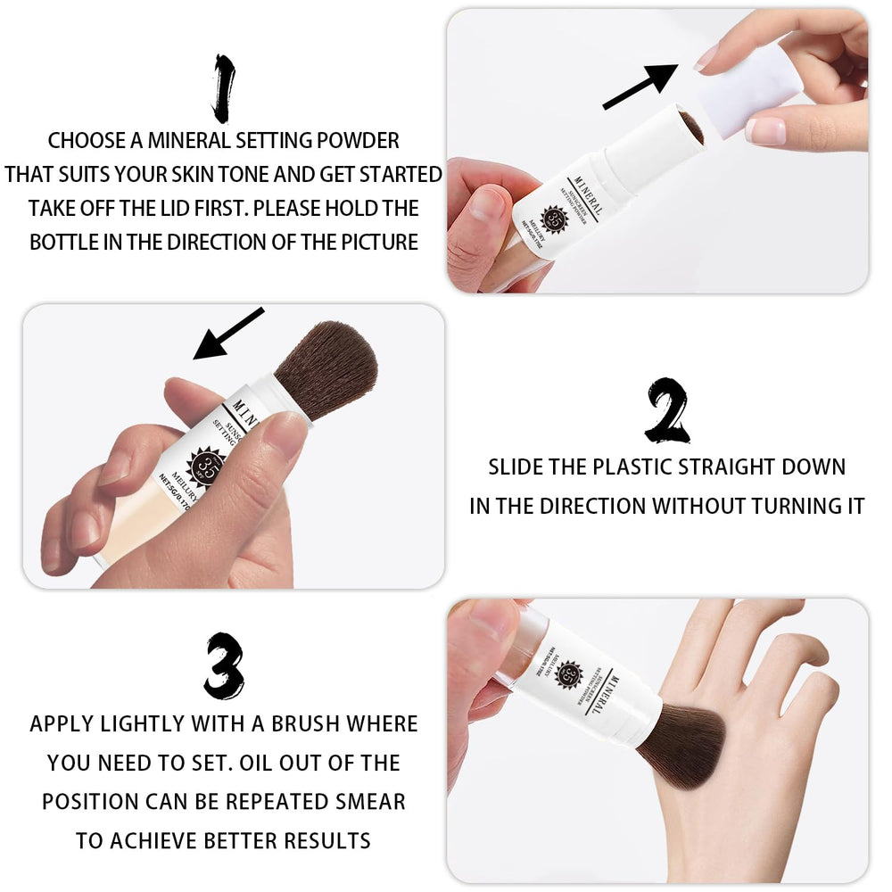 Meilury brush design setting powder dispenses precise powder for touch-ups