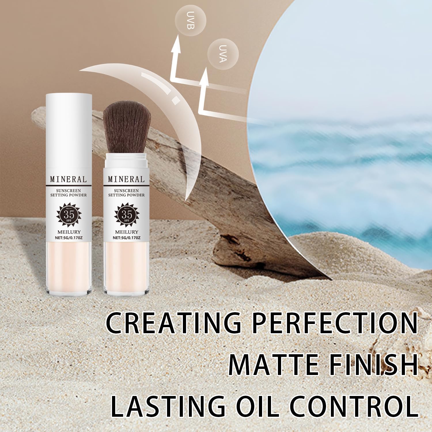 Meilury oil control powder keeps makeup in place throughout the day