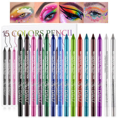 Meilury set de delineadores de ojos 15 colores, looks versátiles para día y noche