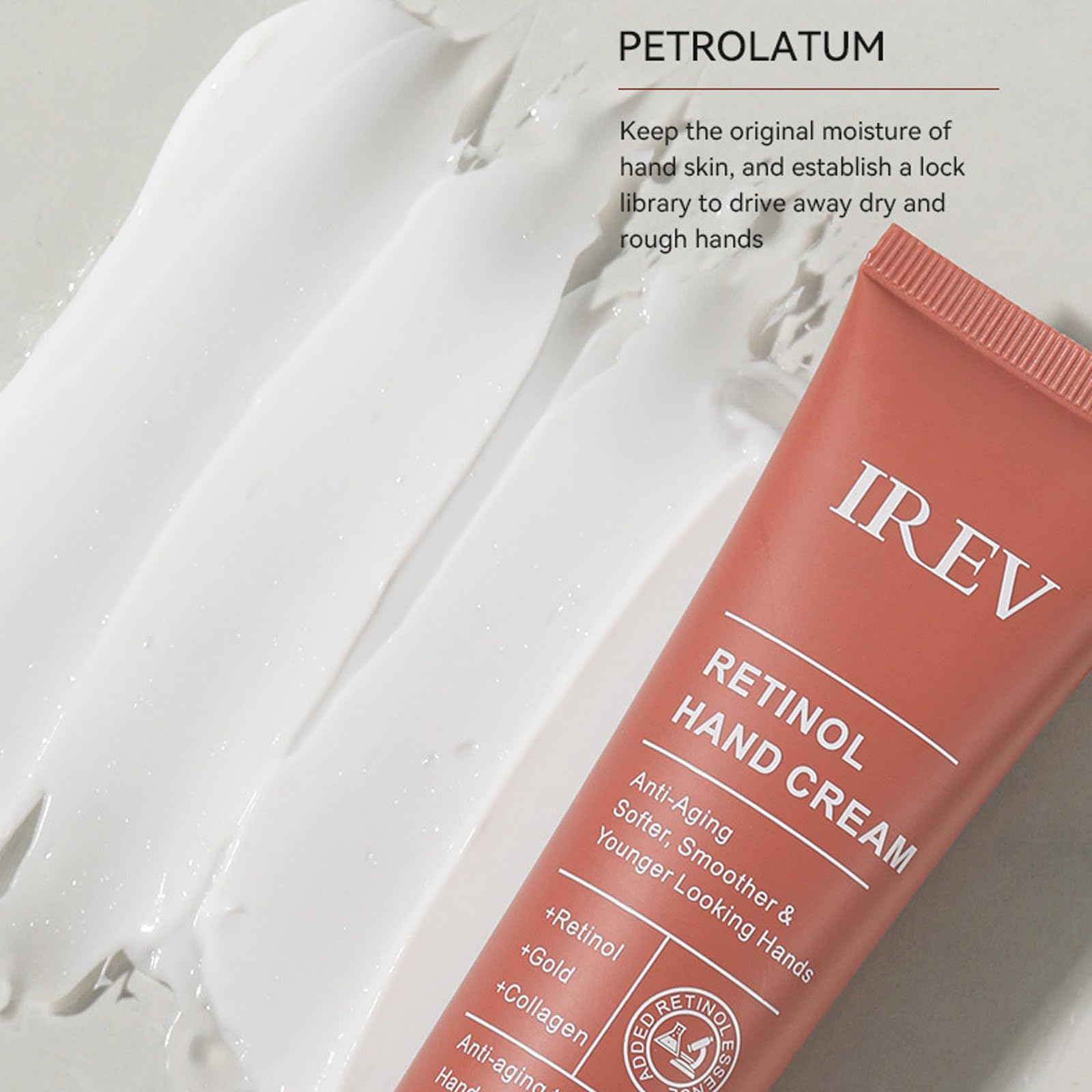 MeiPlumLai Retinol Hand Cream application on finger illustrates quick absorption.