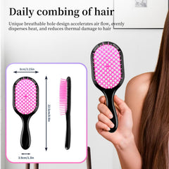 Mejglrc detangler brush ergonomic handle for comfortable grip and less fatigue.