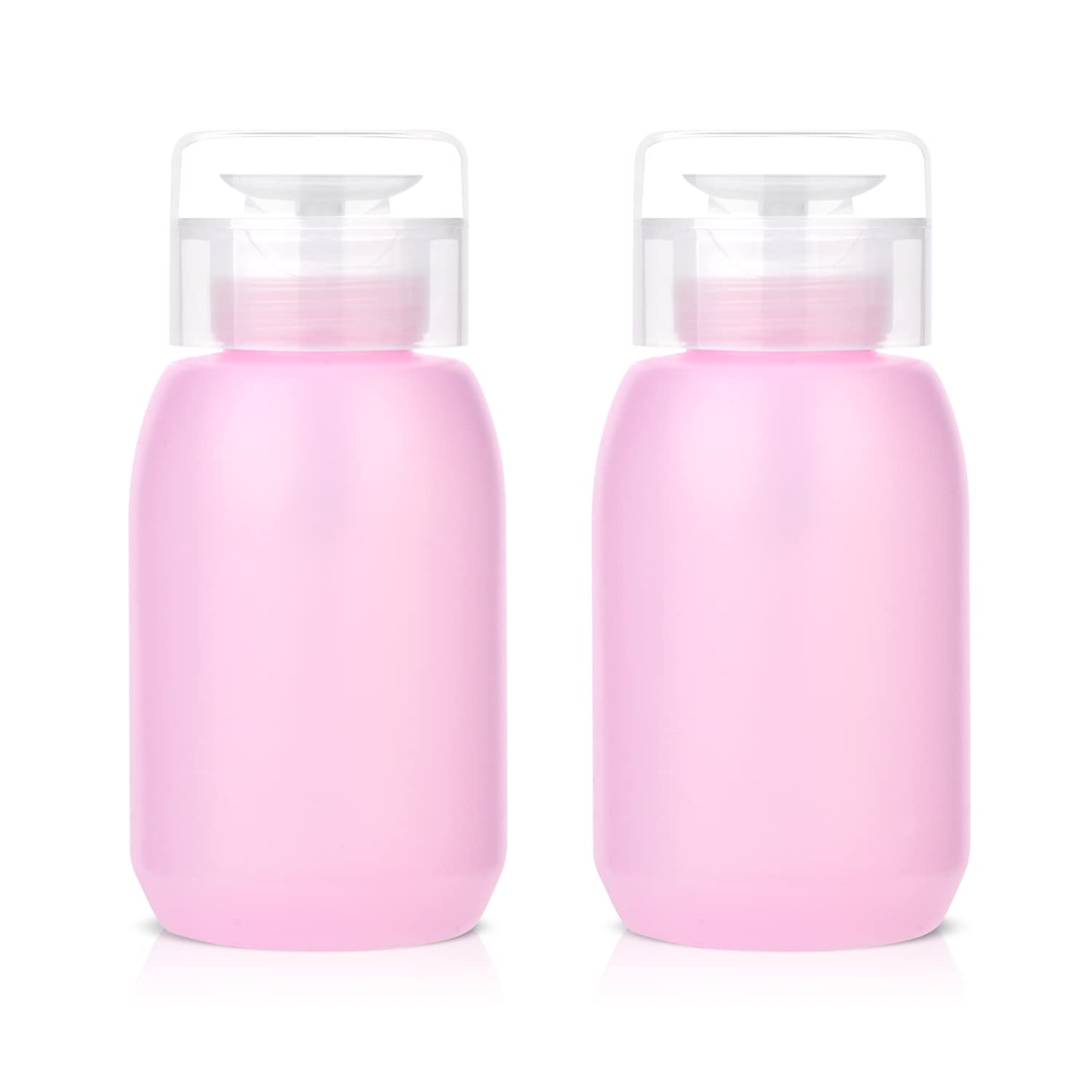 MEKK acetone pump dispenser bottle with pink translucent finish for easy refilling.