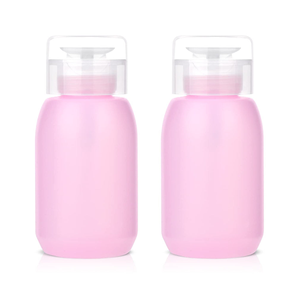 MEKK acetone pump dispenser bottle with pink translucent finish for easy refilling.