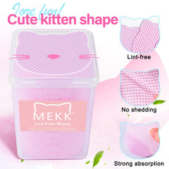 Close-up of MEKK cat-head wipes showing non-woven texture