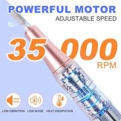 MEKK Nail Drill with 12 interchangeable bits enables precise detailing.