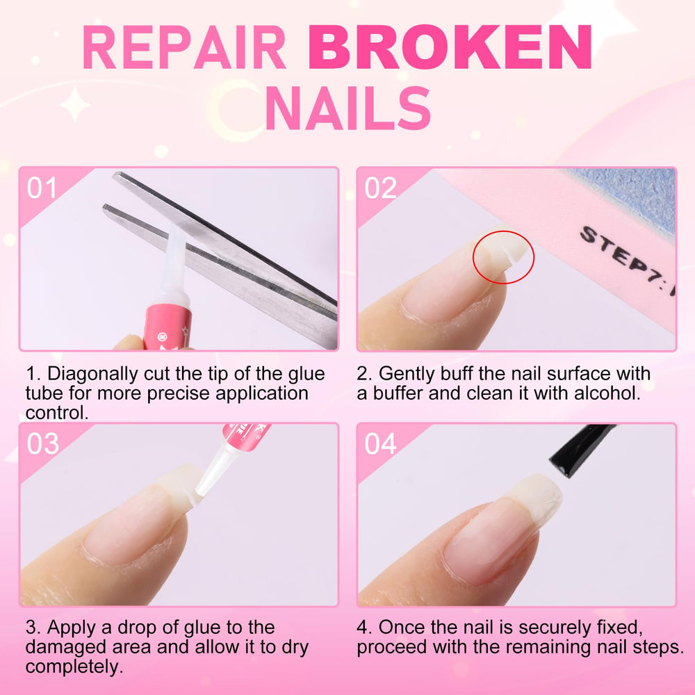 MEKK Nail Glue twelve-tube kit for home and salon.