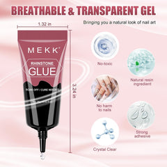 MEKK pegamento cristales uñar, adhesión estable para adornos brillantes.