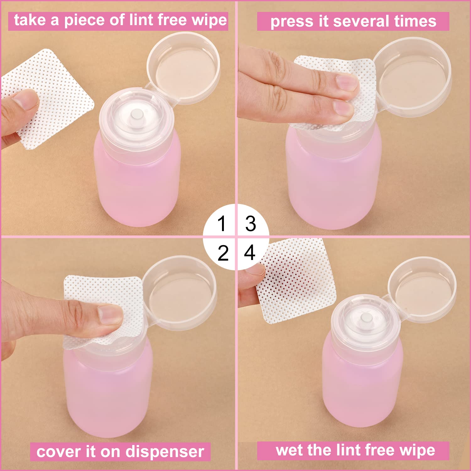 MEKK translucent pink acetone bottle lets you monitor remaining volume at a glance.