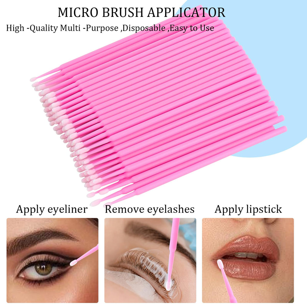 Mekupeu 100pcs micro brush set enables precise makeup application and cleanup.