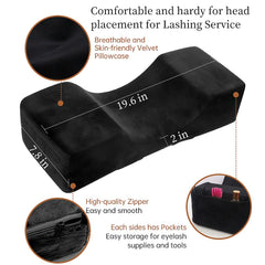 Mekupeu eyelash velvet pillow side-pocket-storage keeps tools within reach