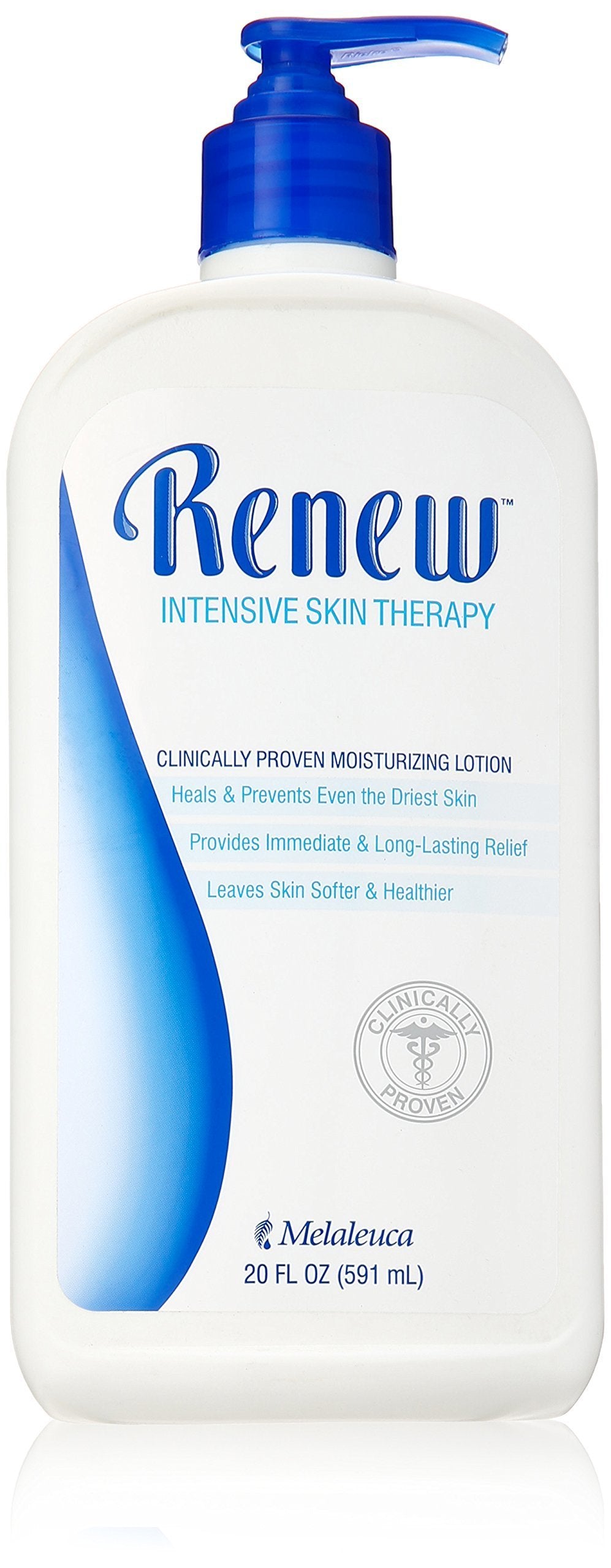 Melaleuca Renew bottle pour for quick, lasting hydration on dry skin.