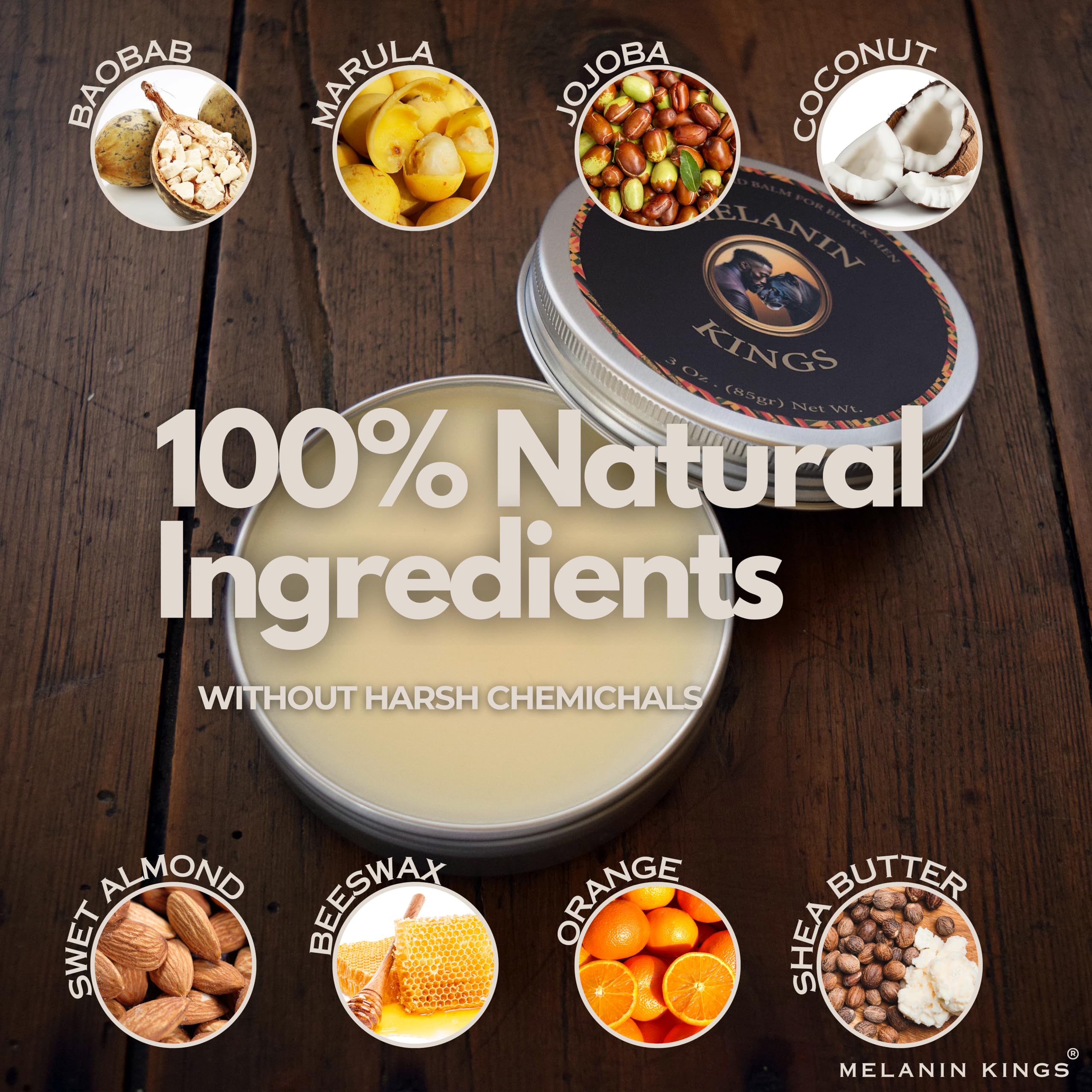 Melanin Kings baobab oil ingredient emphasizes deep hydration for beard health