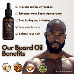 Melanin Kings beard balm tin delivers moisture, frizz control, and smooth appearance.