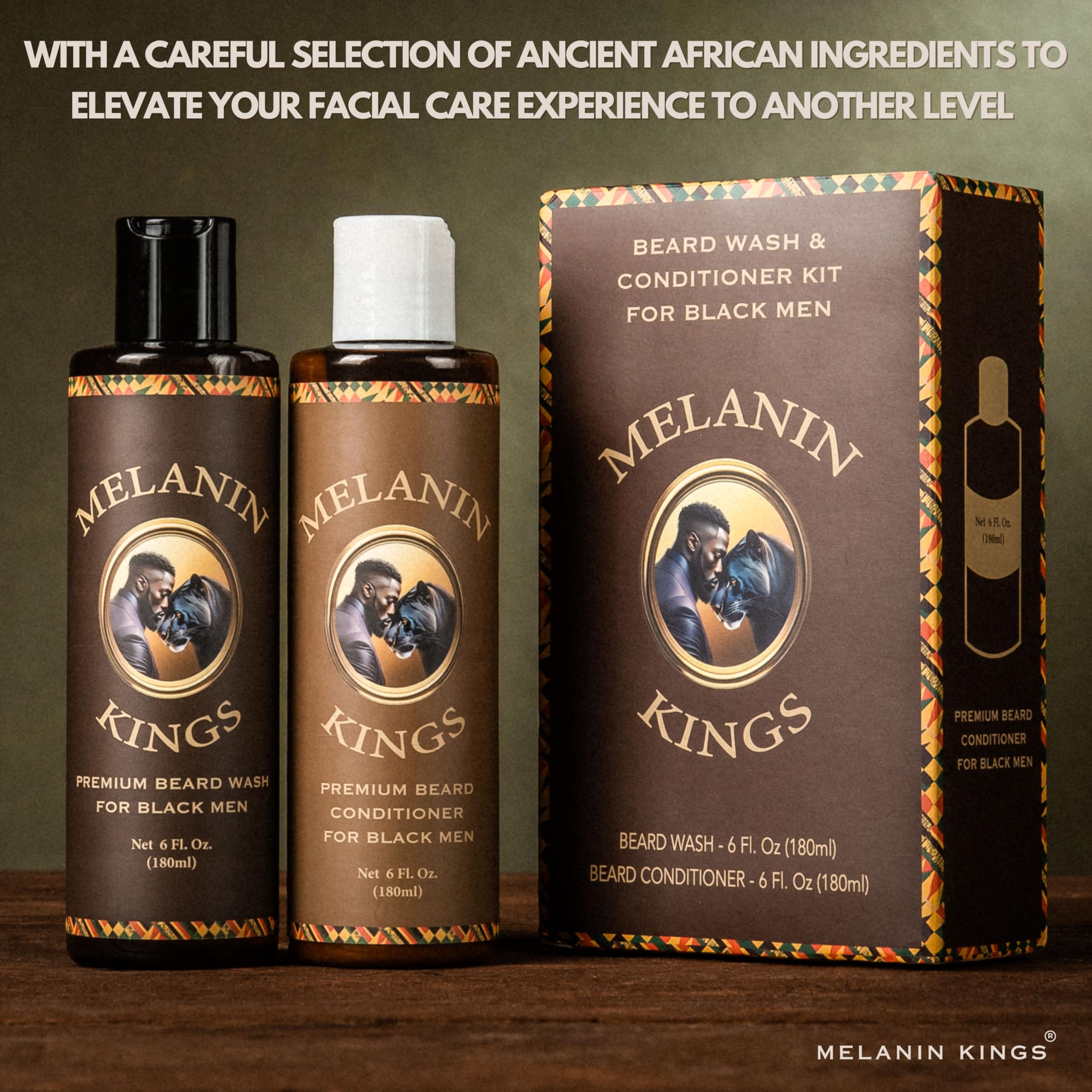 Melanin Kings beard conditioner bottle front for soft, manageable beards