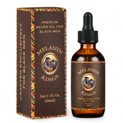 Melanin Kings Beard Oil bottle close-up shows rich hydration for beard hair