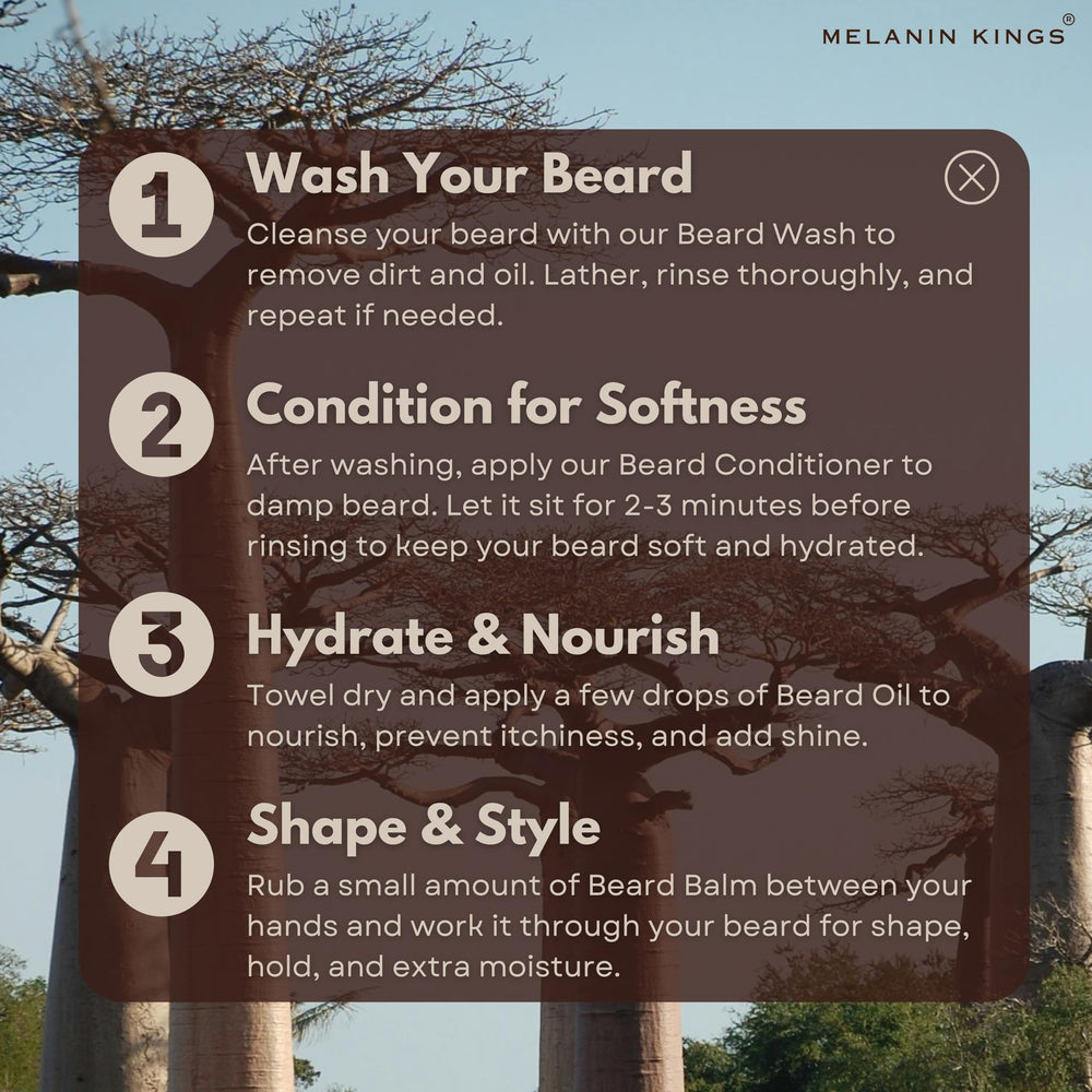 Melanin Kings Beard Oil Kenyan sandalwood scent captured in bottle