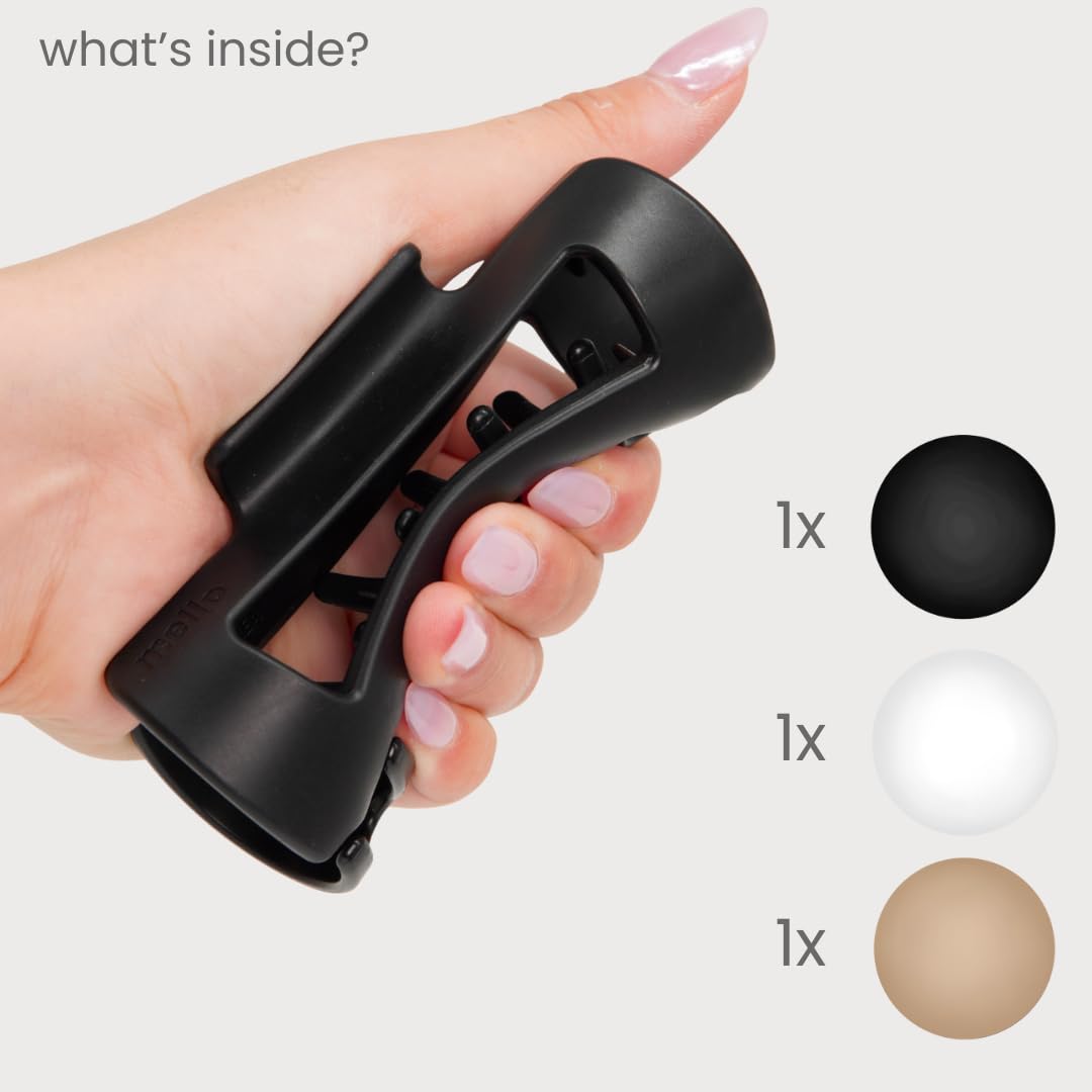 MELLO hair clip white demonstrates balanced hold for secure styles.