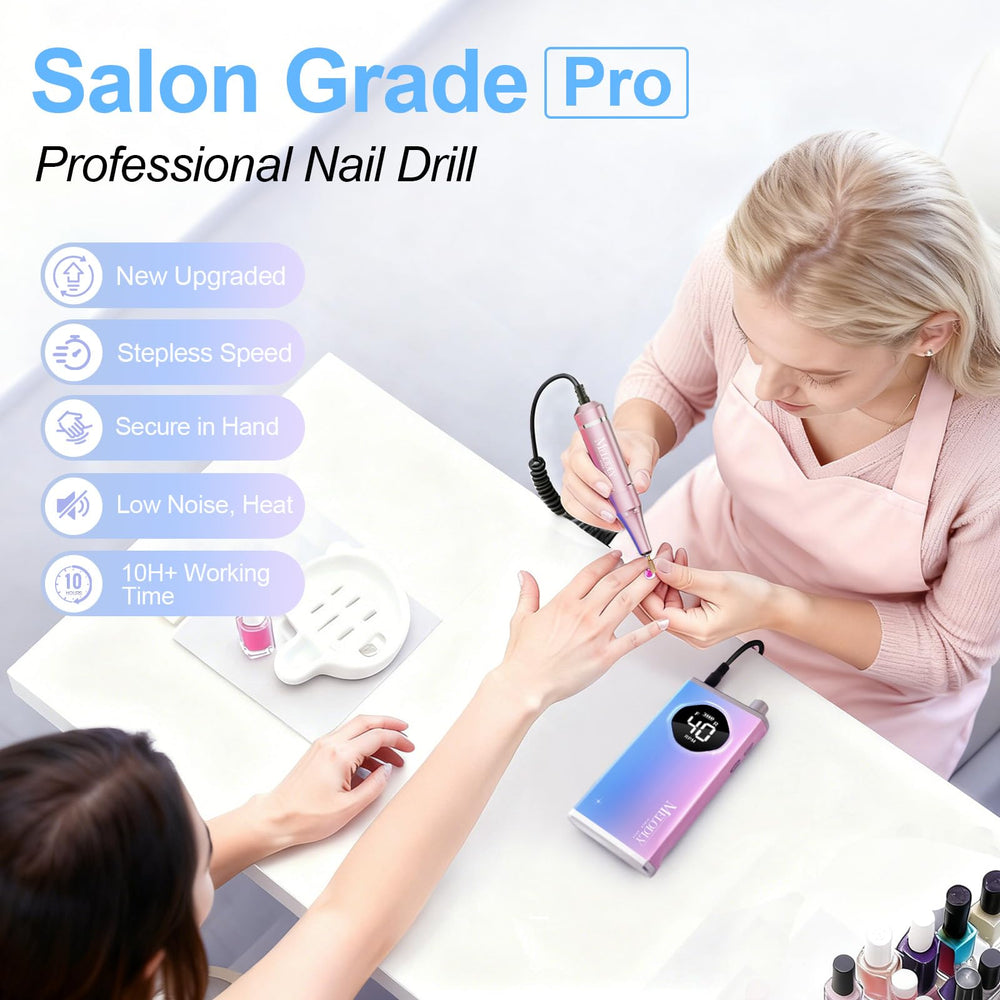 Melodly rechargeable nail file kit ideal for at-home manicures and salon use.