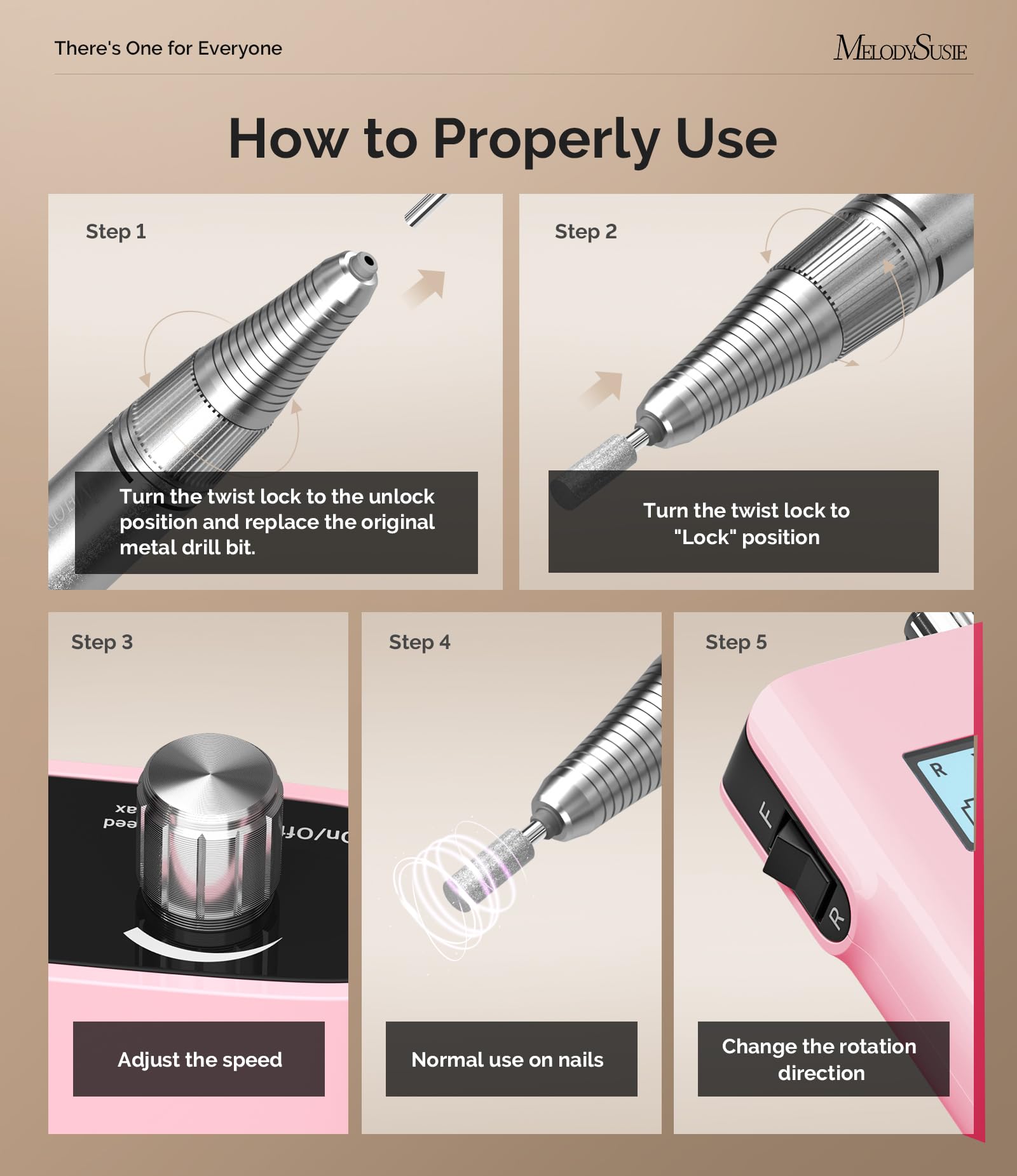 MelodySusie SC320H high-speed nail drill reaching 30000RPM for shaping