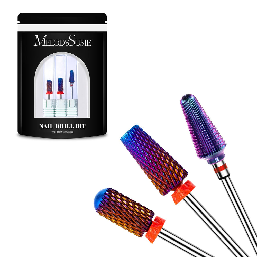 MelodySusie 3Pcs Nail Drill Bits Set for efficient acrylic and gel removal