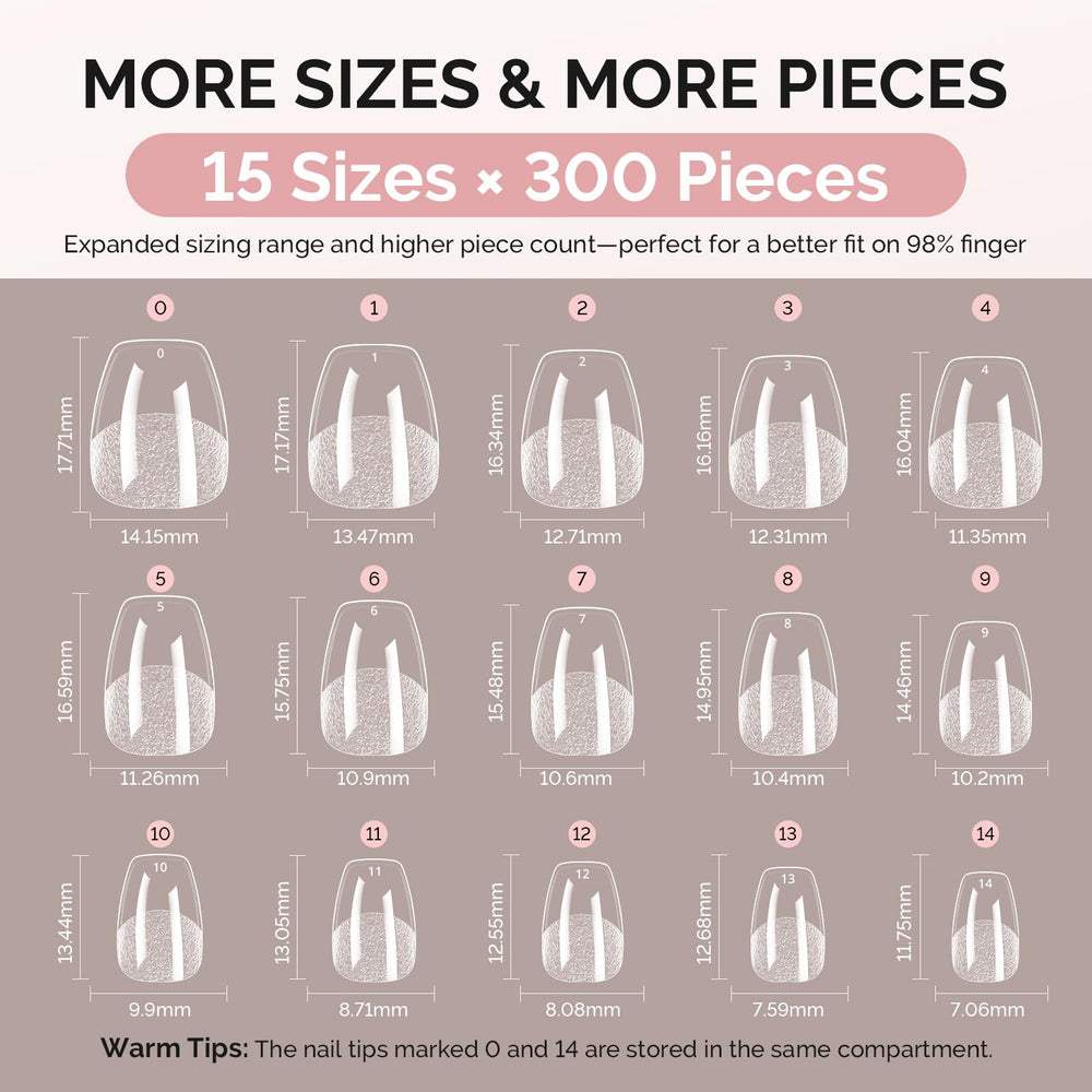 MelodySusie 15 sizes with extra options for perfect nail fit