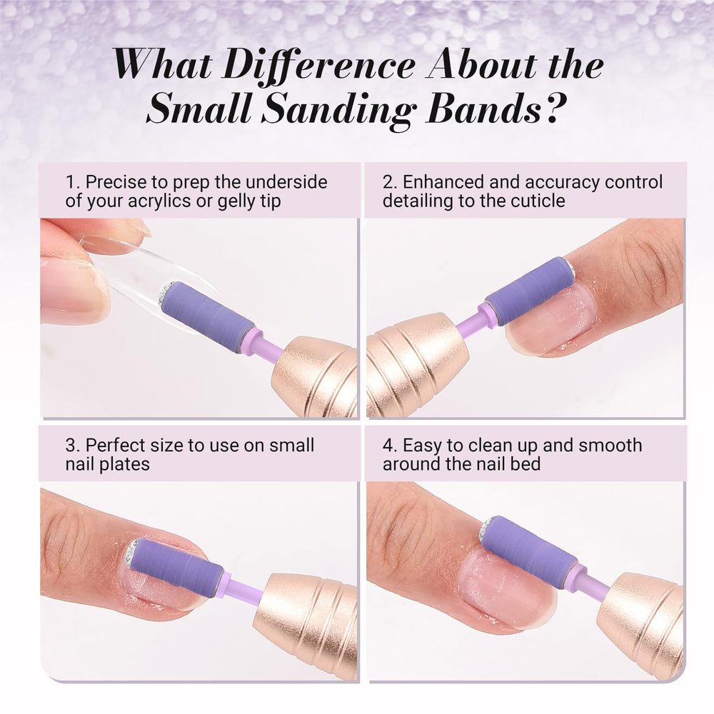 MelodySusie 240 grit sanding band for polishing nail surfaces to a shine.