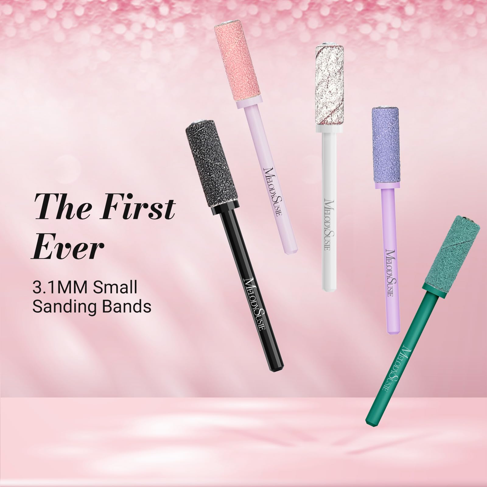 MelodySusie 3.1mm mandrel with pink sanding bands, ideal for meticulous prep