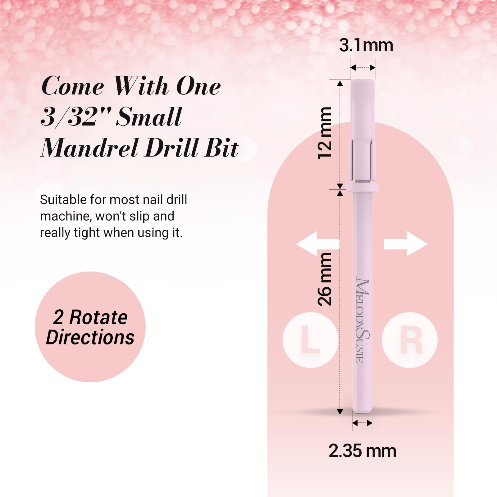 MelodySusie compatible with 3/32-inch drills for easy manicures and pedicures