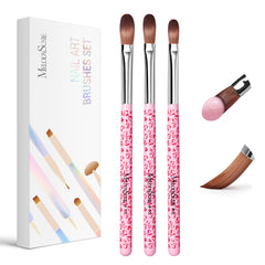 MelodySusie 3pc nail brush set in pink for precise powder pickup