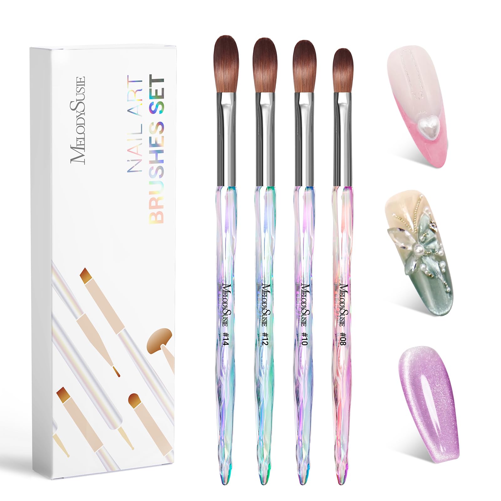 MelodySusie 4Pcs nail brush set packaging for easy at-home manicure