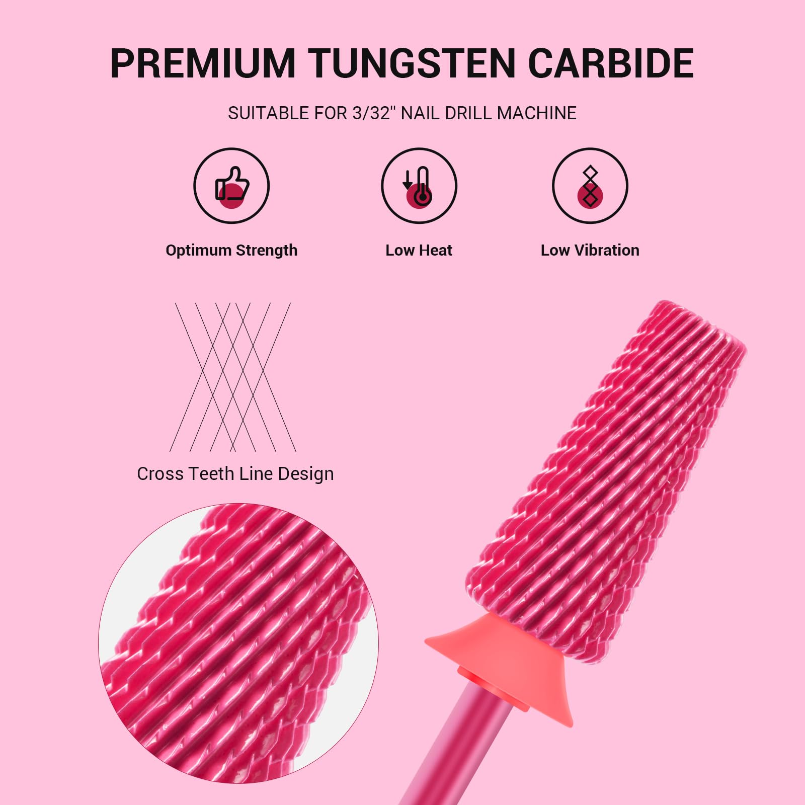 MelodySusie 5-in-1 nail drill bits Pink Blossom cuticle cleaning for smooth prep