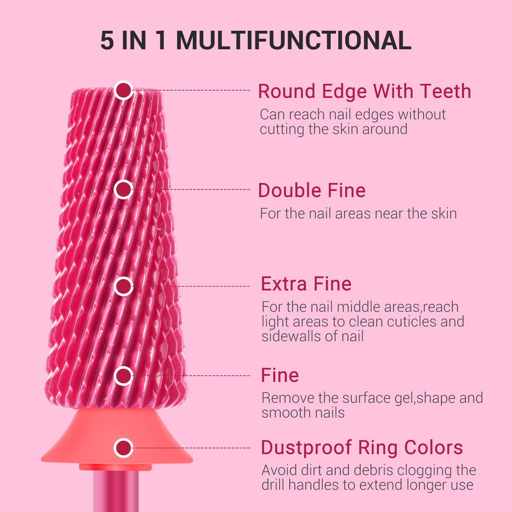MelodySusie 5-in-1 nail drill bits Pink Blossom nail bed prep for better adhesion