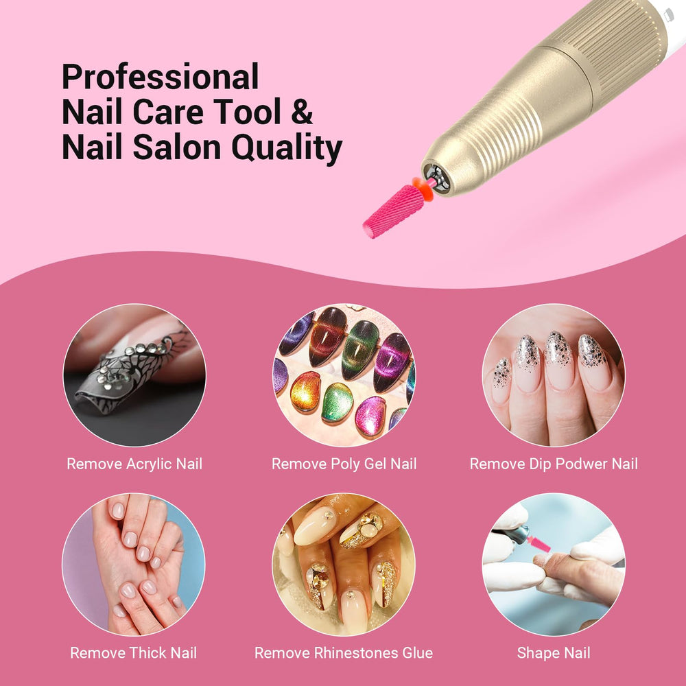 MelodySusie 5-in-1 nail drill bits Pink Blossom under-nail cleaning for hygiene prep