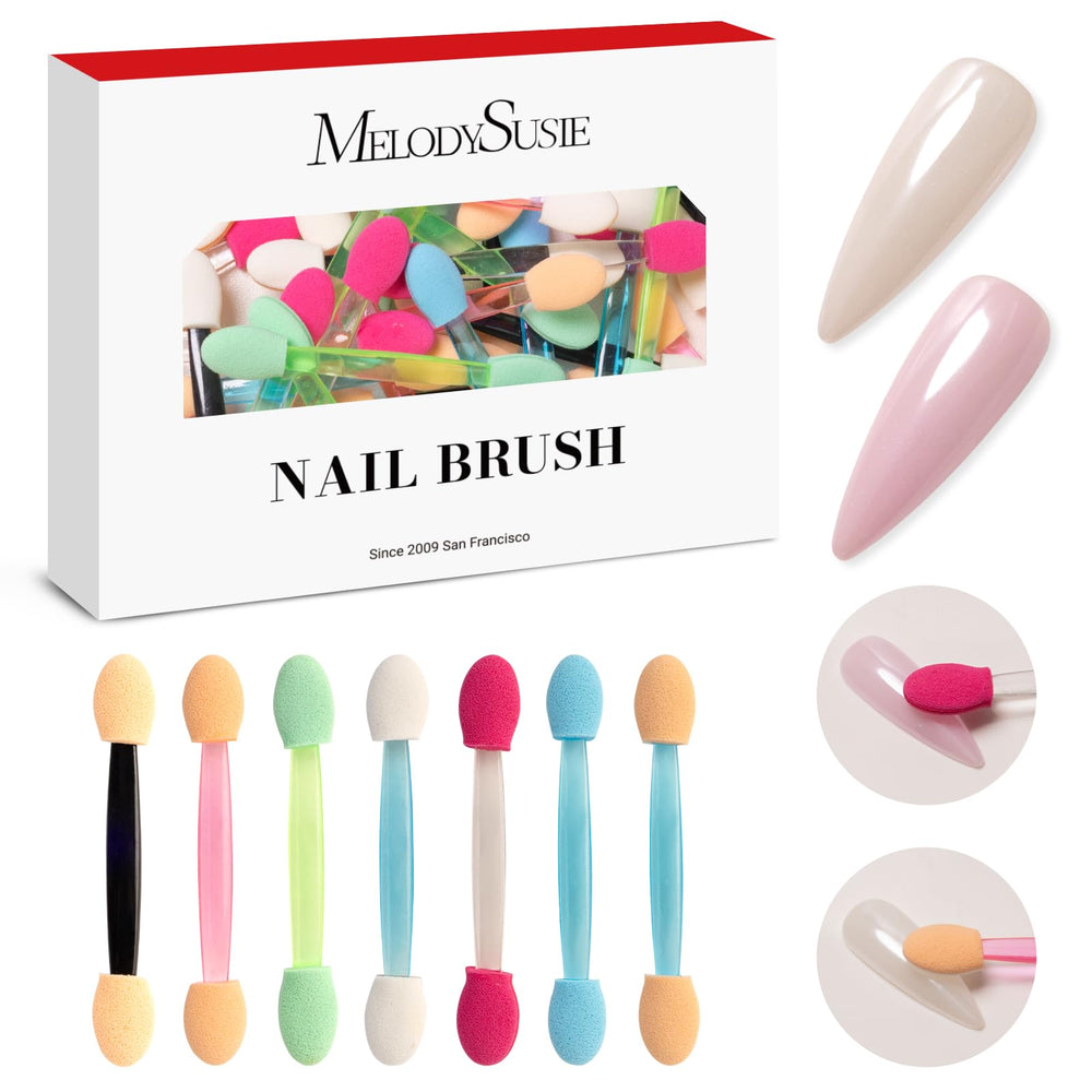 MelodySusie 50Pcs disposable chrome nail powder brushes for clean, precise color application.
