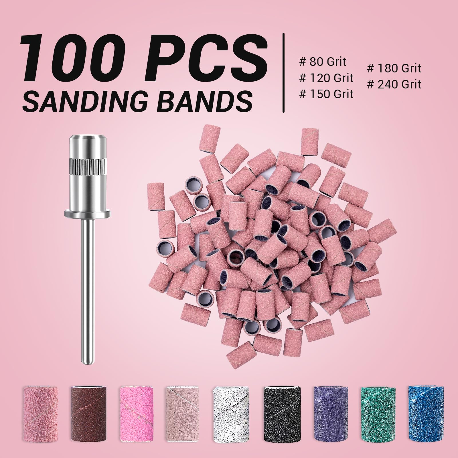 MelodySusie 80 Grit sanding bands for acrylic nail shaping and smoothing