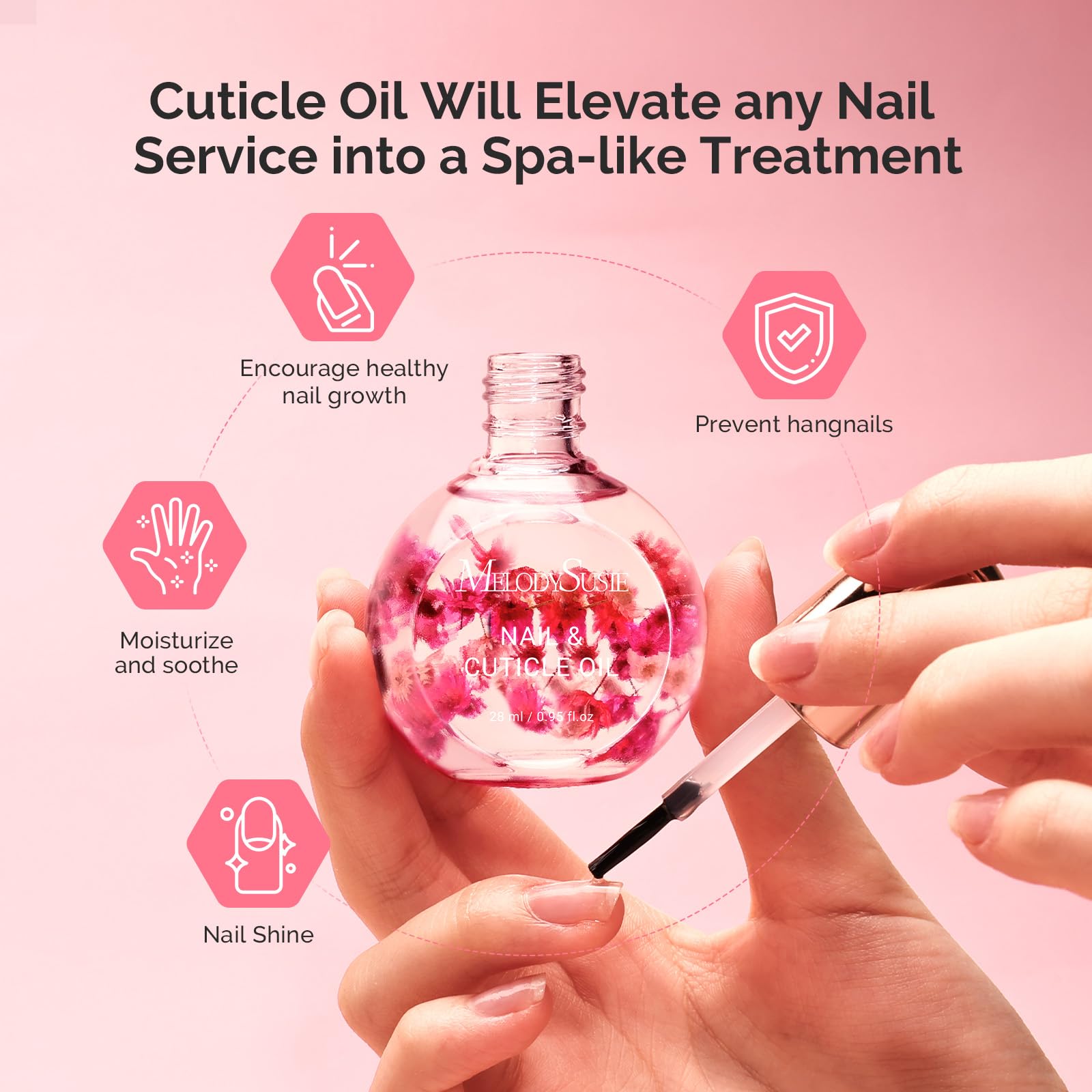 MelodySusie Aceite Cutícula, experiencia de salón en casa para uñas más cuidadas.