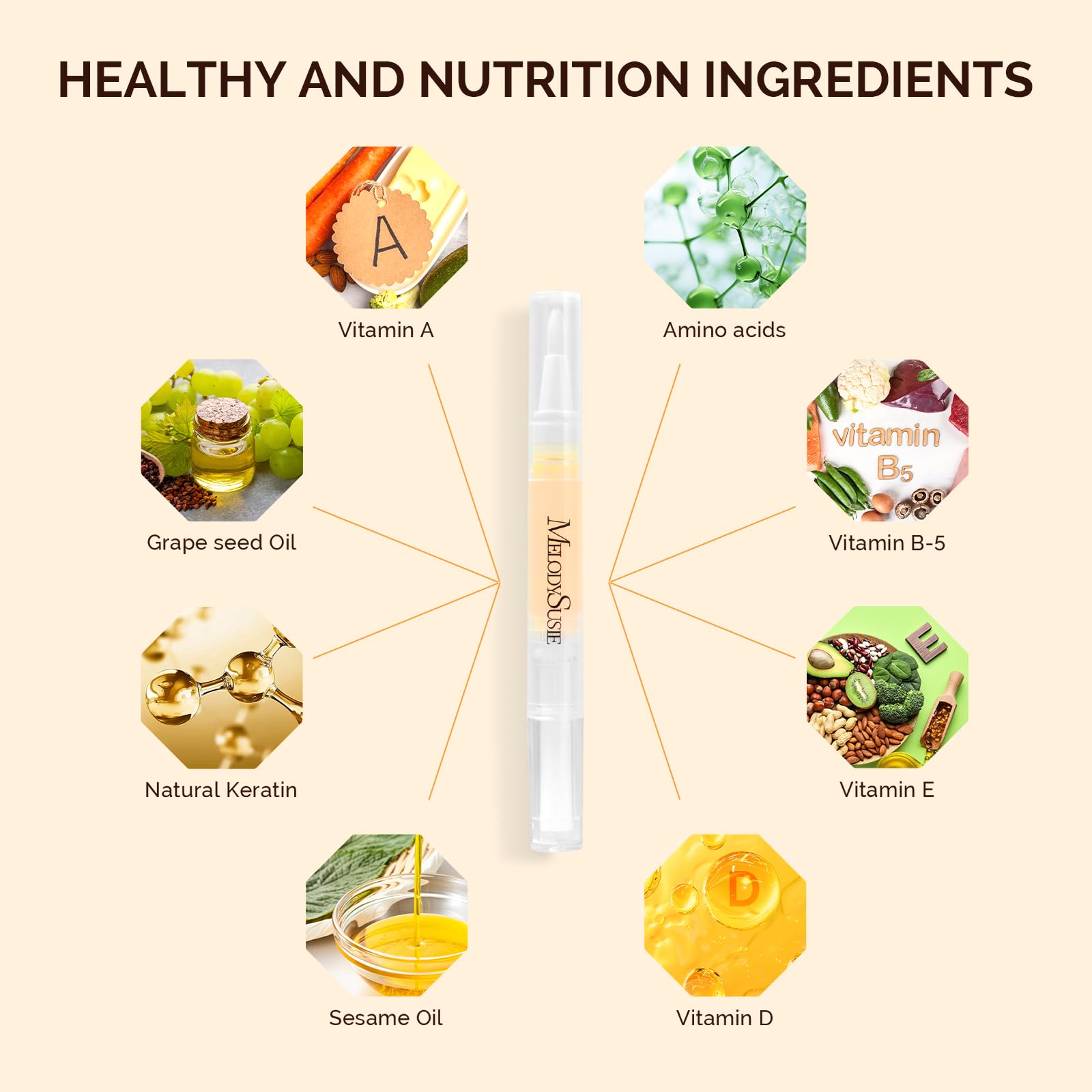 MelodySusie aceite cutícula manzana verde, hidratación ligera y brillo natural