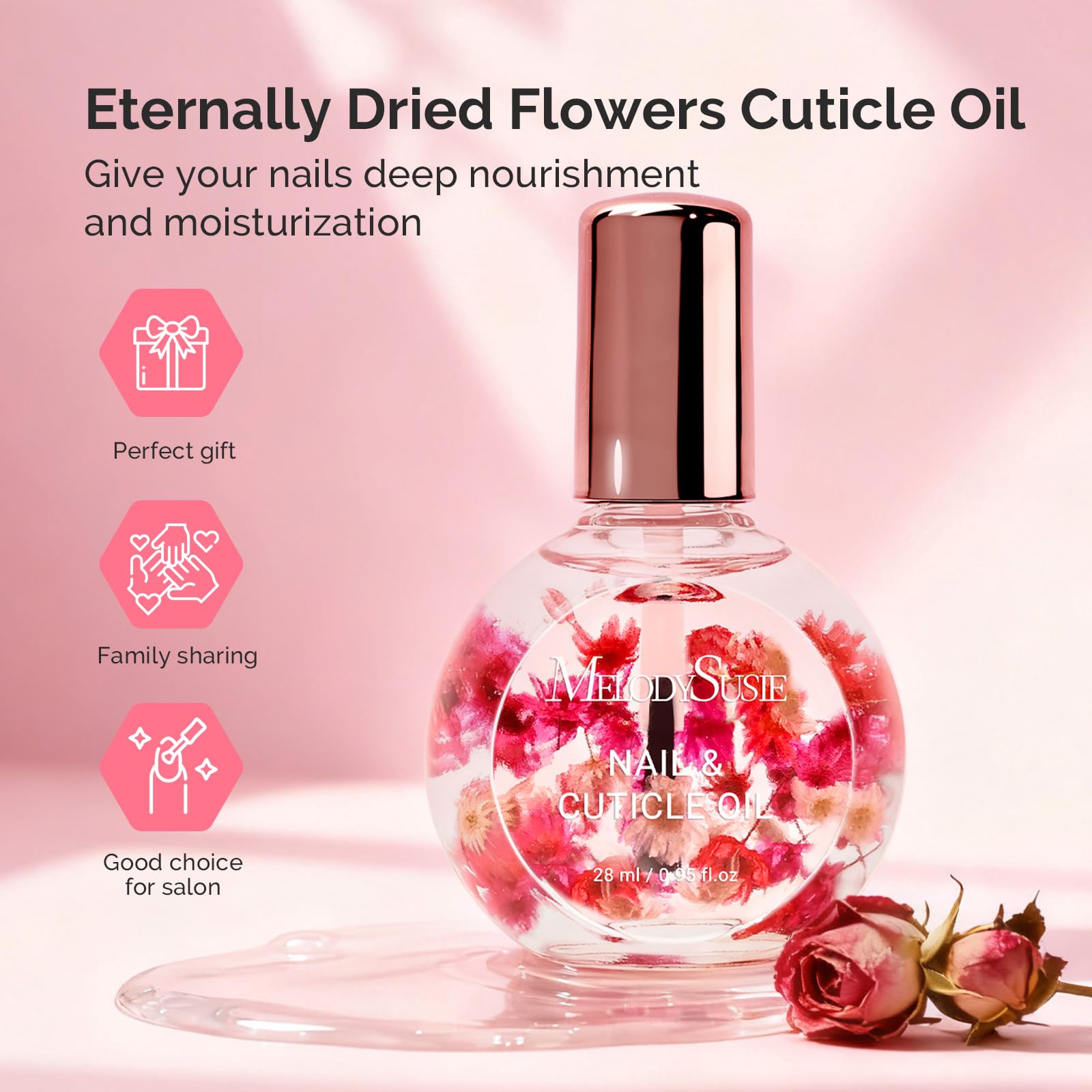 MelodySusie Aceite Cutícula, nutrición para uñas y piel circundante.