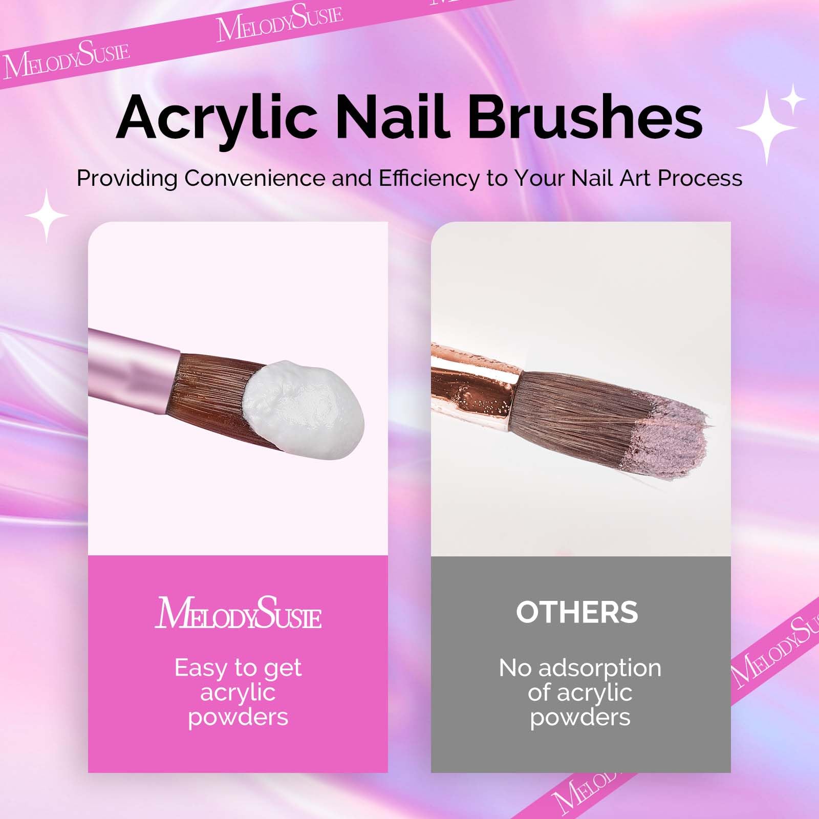 MelodySusie nail brush handle with size 8 marking for easy selection