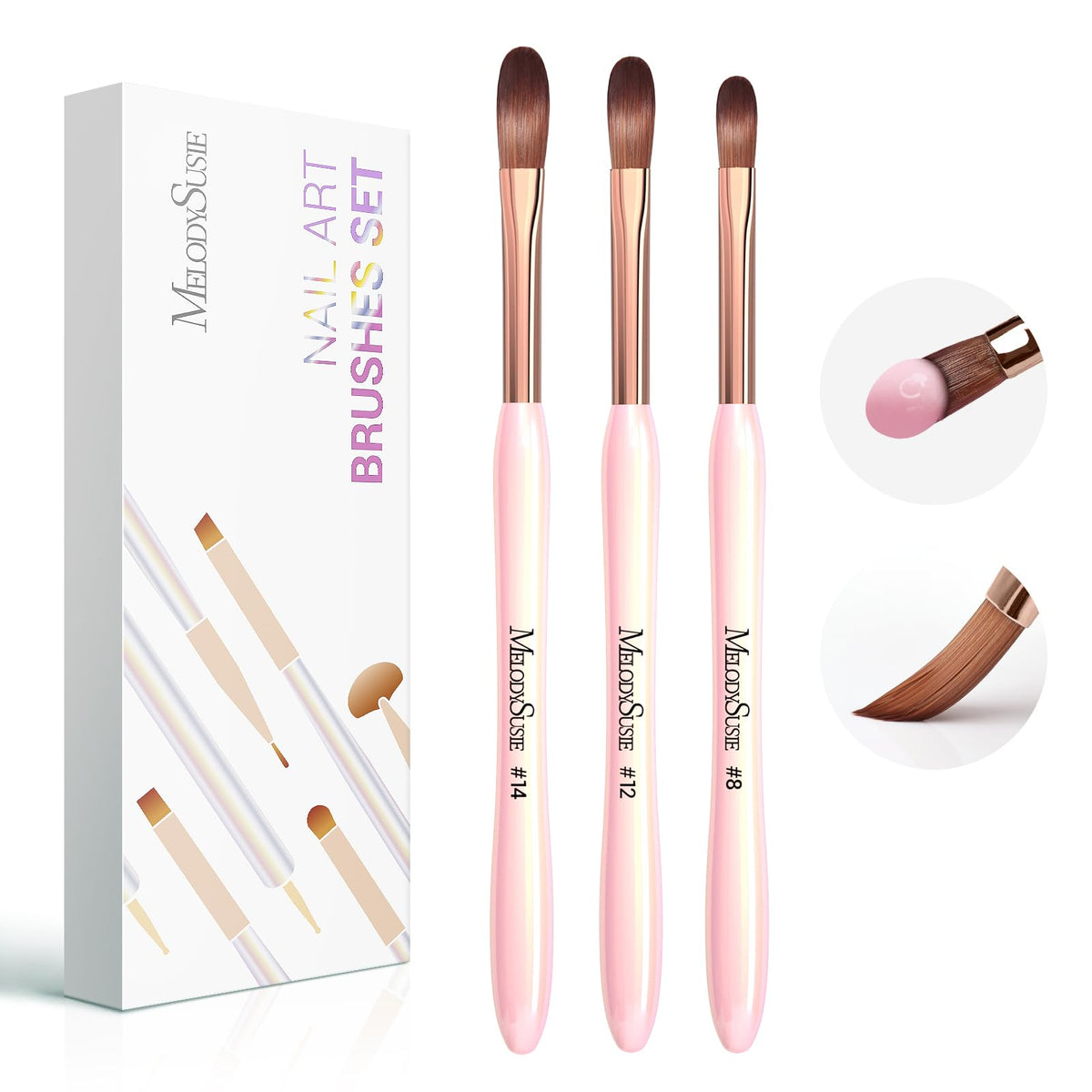 MelodySusie acrylic nail brush size 8 for precise powder pickup