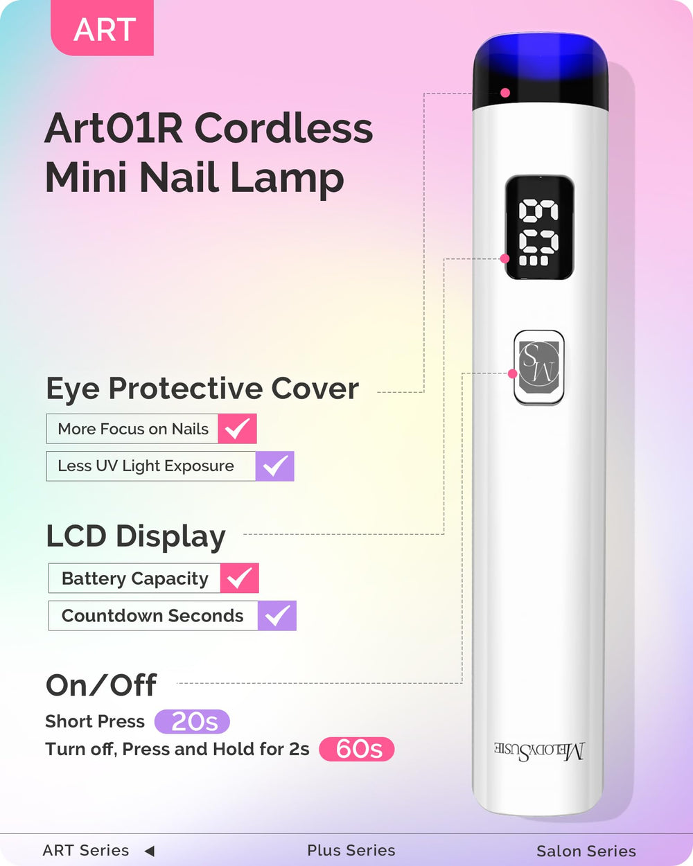 MelodySusie ART01R cordless nail lamp for on-the-go manicure