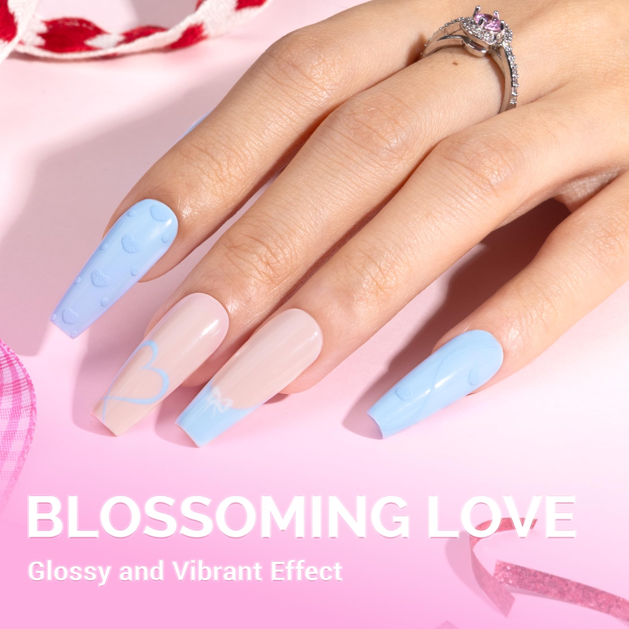 MelodySusie baby blue gel polish brush closeup showing even coverage.