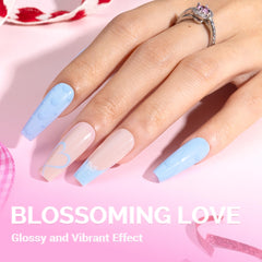 MelodySusie baby blue gel polish brush closeup showing even coverage.