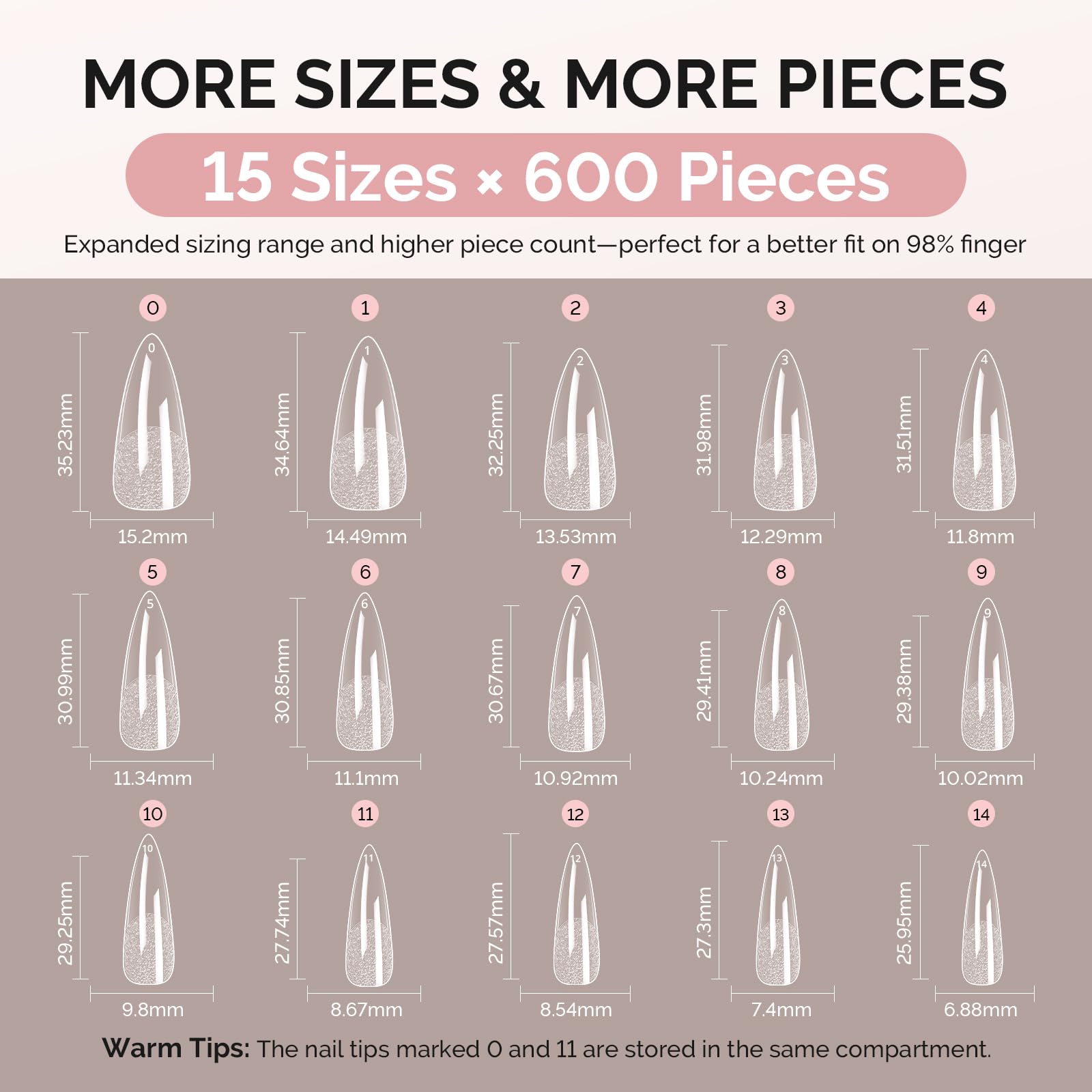 Flexible bend resistant tips fit natural nails