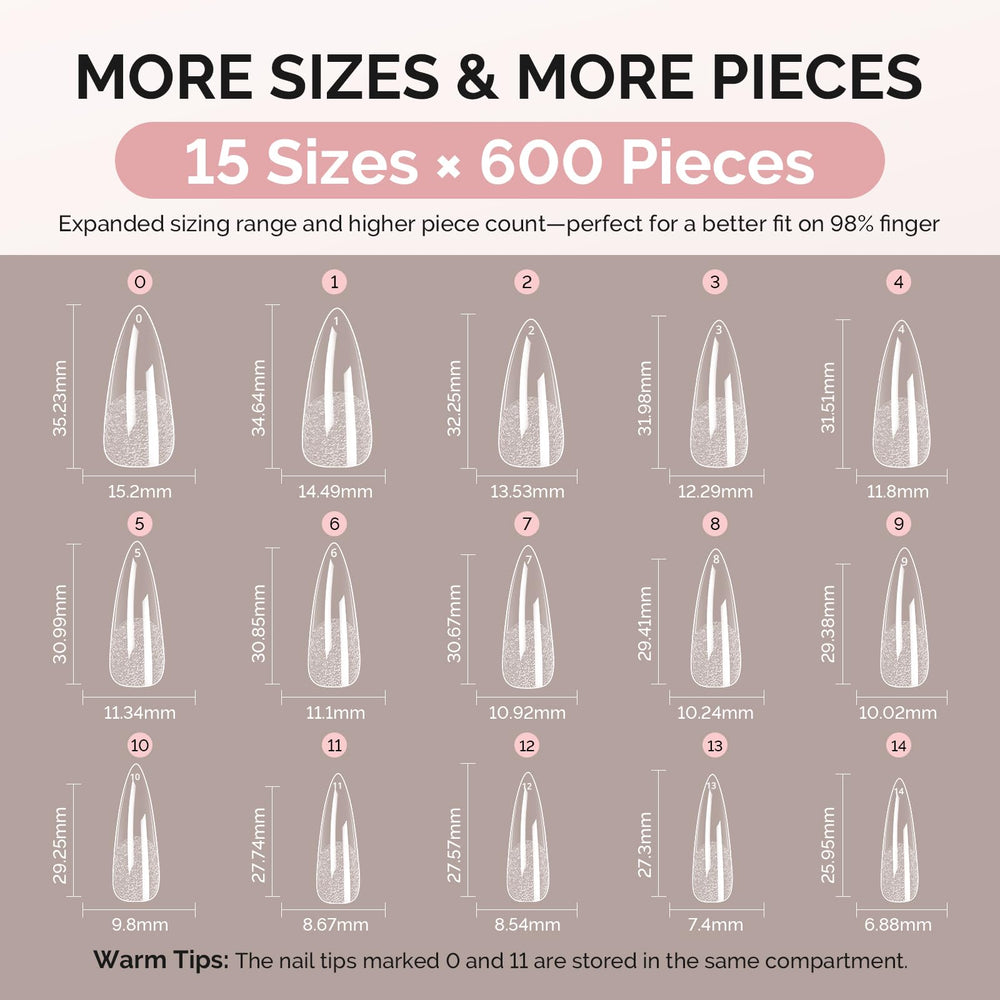 Flexible bend resistant tips fit natural nails